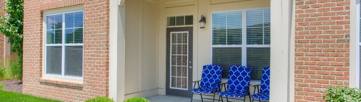 Patio seating in Carmel apartments